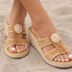 Nurture Tortola Leather Sandals Women’s 7 Wedge Heels Platforms Boho Espadrille